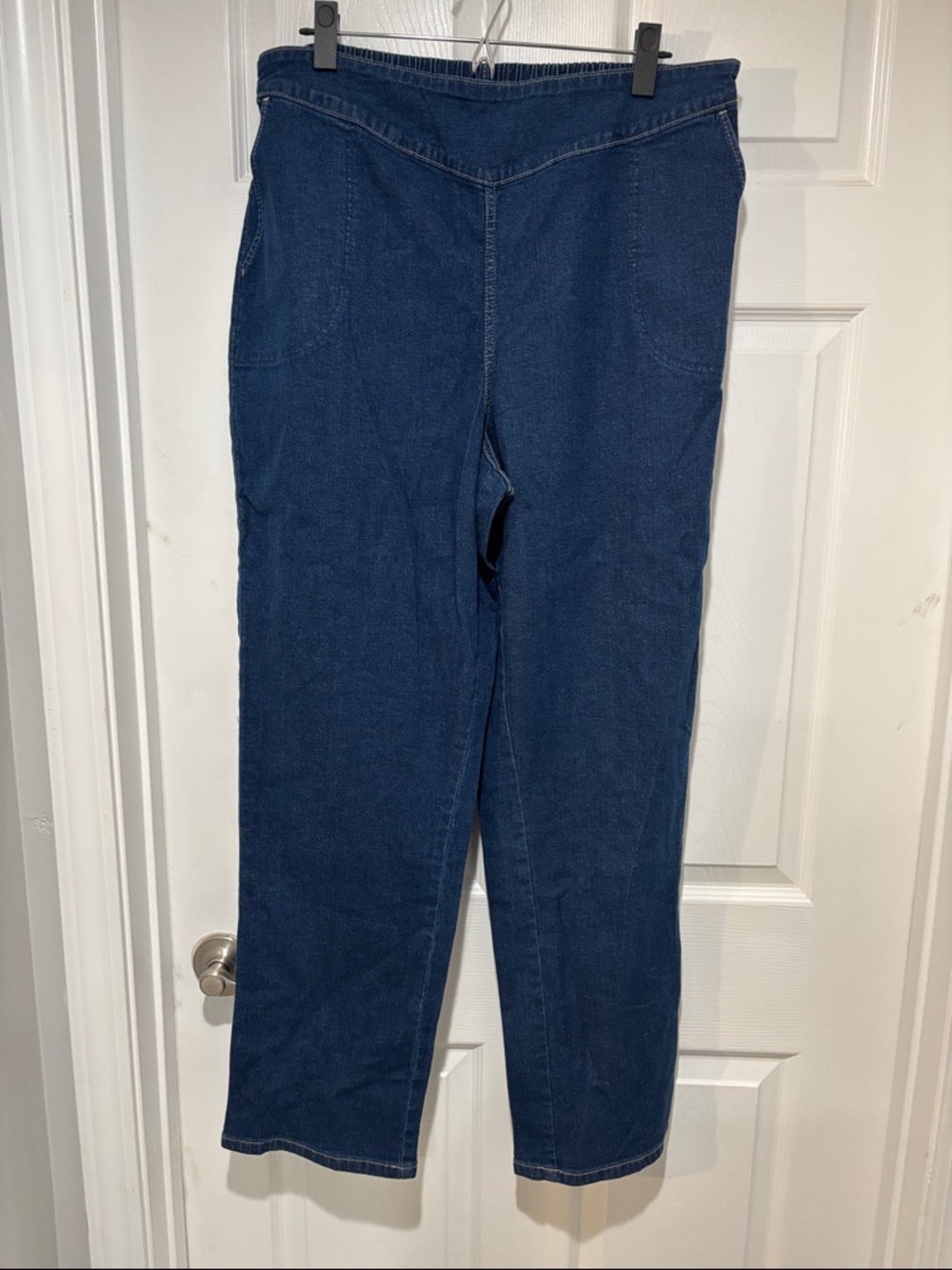 DENIM & CO Flat Front Elastic Waist Pull On Blue Denim Jeans